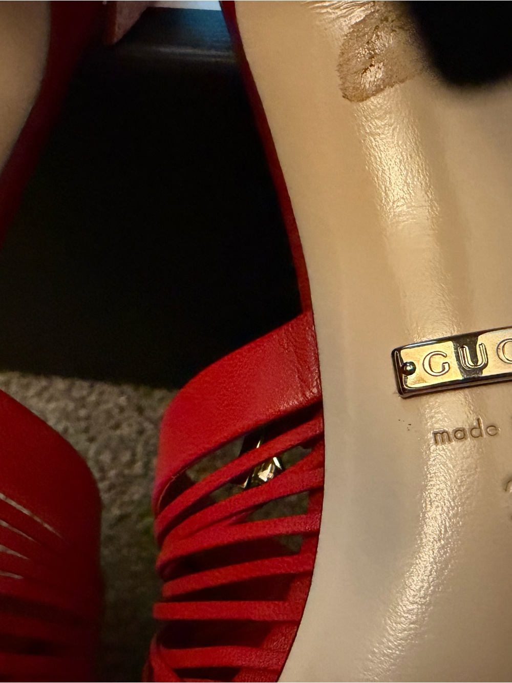 Gucci Red Leather Knot Slingback Heels - Picture 13 of 16